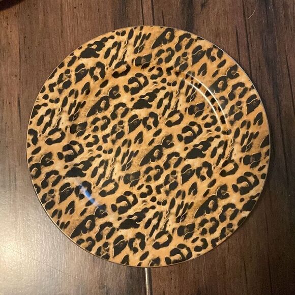 Vtg Set of 2 Collectible L Godinger 1855 Animal Leopard Print Plates Home Decor - Picture 3 of 4